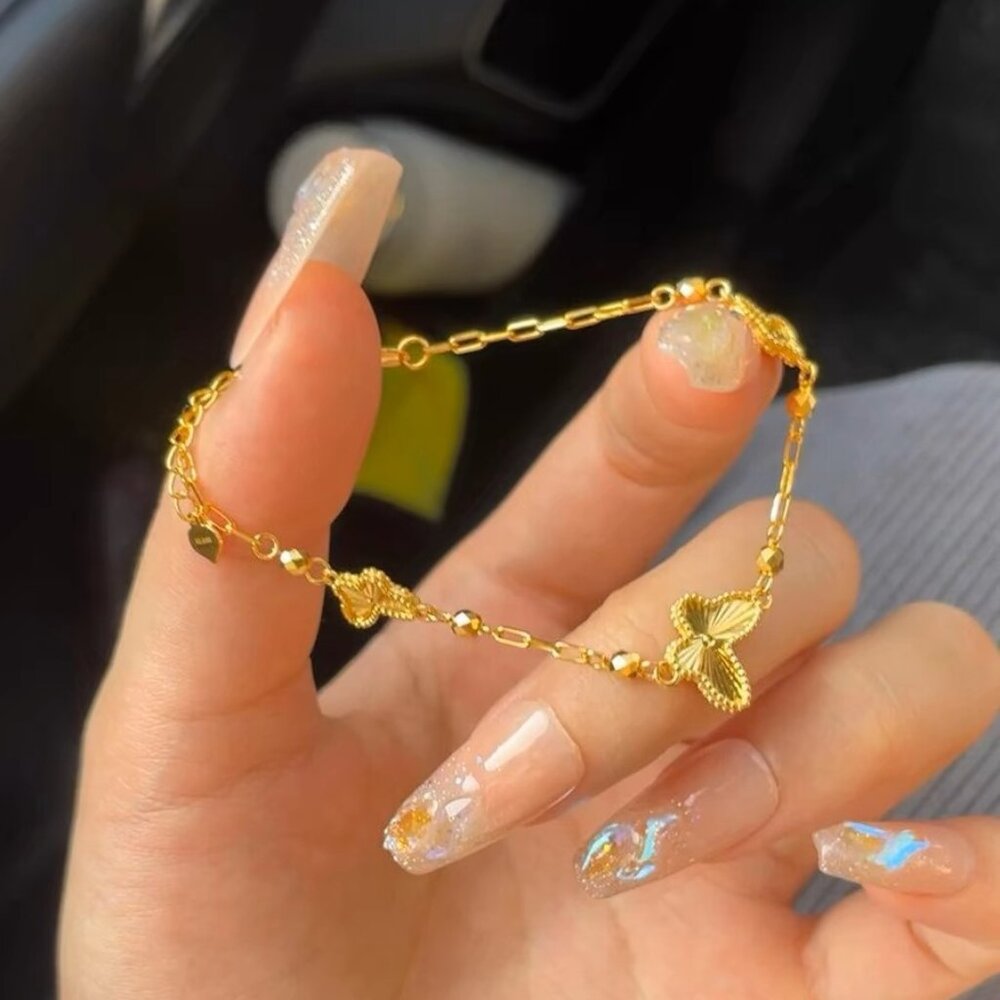 Trendy Gold Plated Butterfly Bracelet Minimalist Dainty Chain Aesthetic Gift Y2K